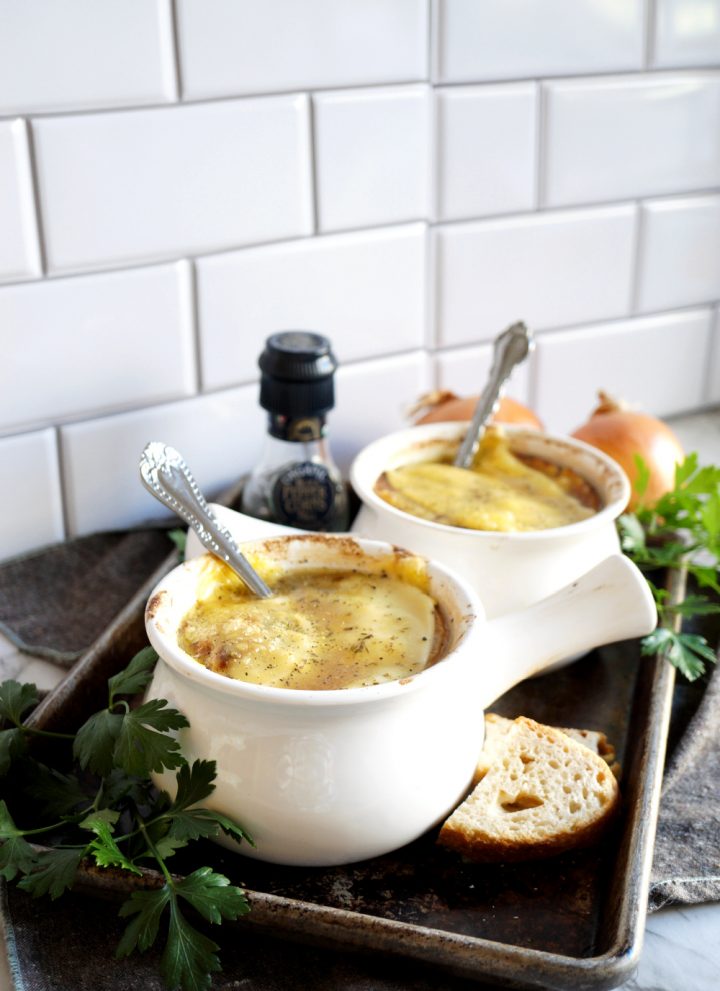 bowls of french onion soup