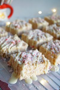 rice krispie treats on cooling rack