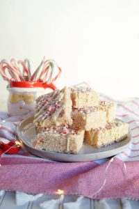 plate with stack of rice krispie treats