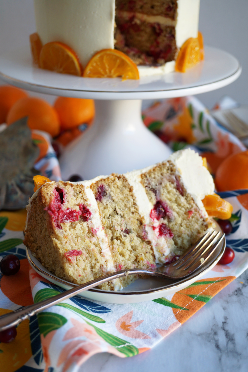 slice of cake on white plate