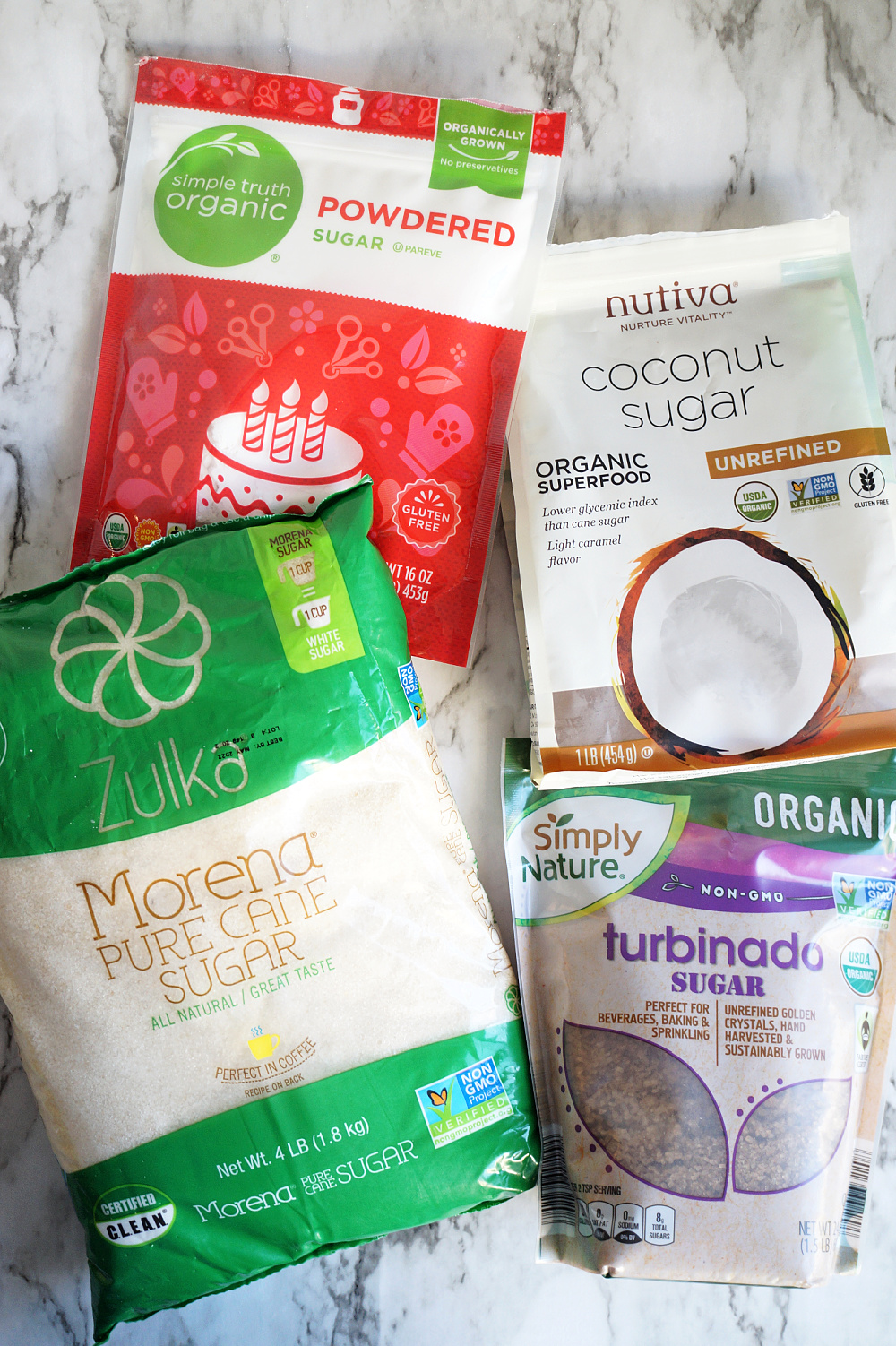 bags of vegan sugar