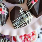 overhead shot of a chocolate heart cake gem