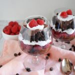 parfait glass with chocolate and raspberries
