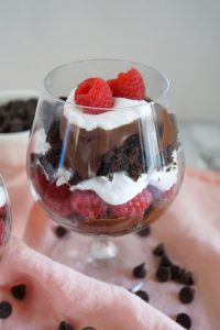 layers of chocolate and raspberries