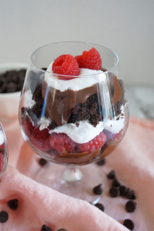 vegan raspberry chocolate cake parfaits The Baking Fairy