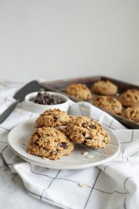 plate of oatmeal chocolate chip cookies
