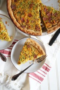 overhead slice of quiche