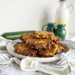 stack of zucchini fritters on plate