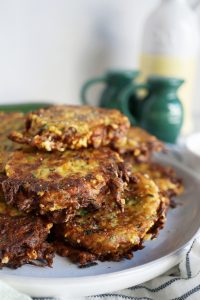 close up of a zucchini fritter