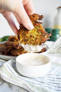 zucchini fritter with dip