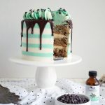 mint chip cake with slice cut
