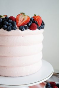 side shot of wild berry cake