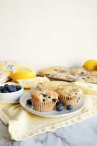 three muffins on plate