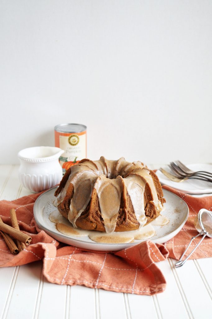 glazed pumpkin spice bundt on plate