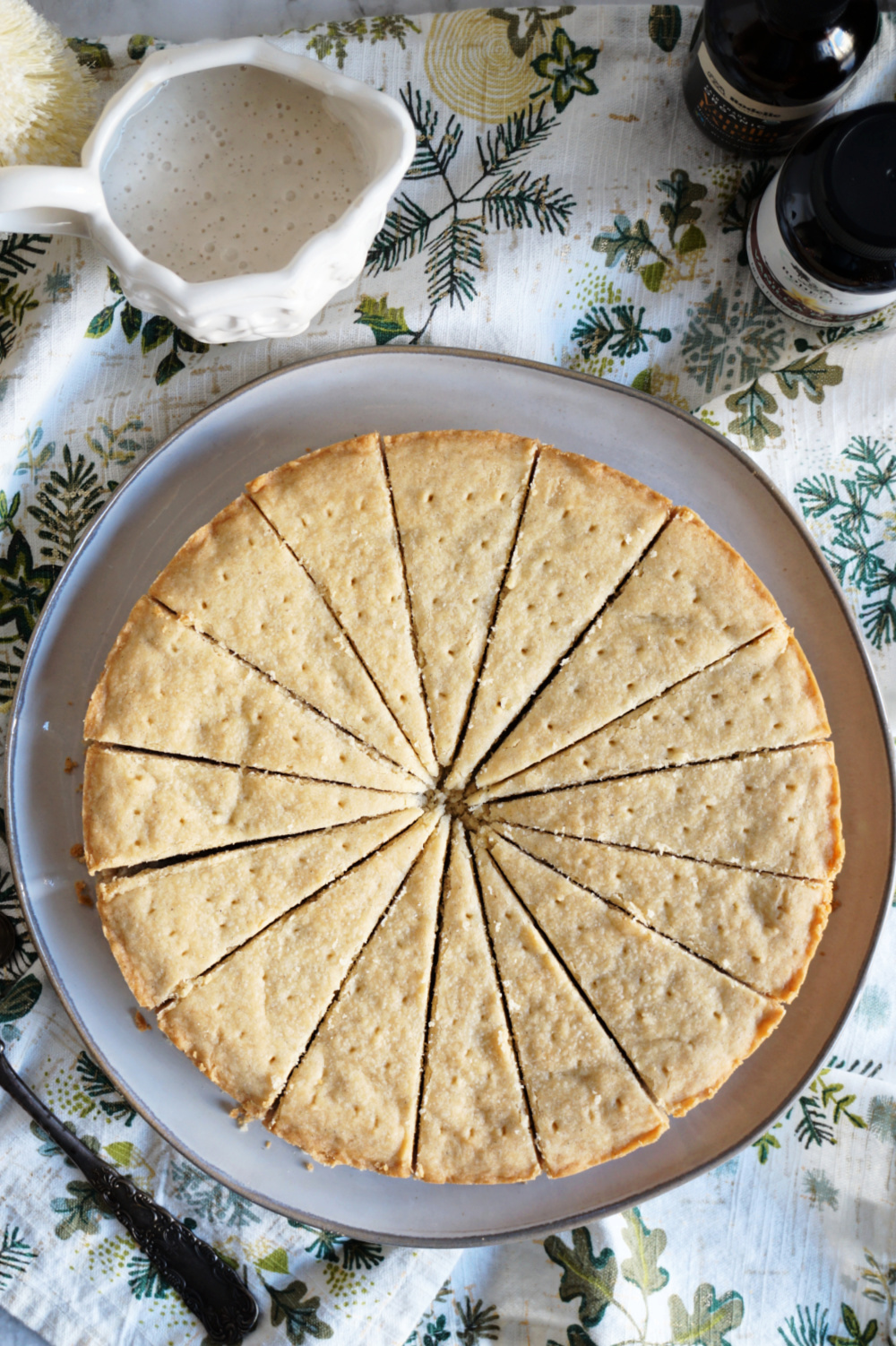 round vanilla bean shortbread on plate