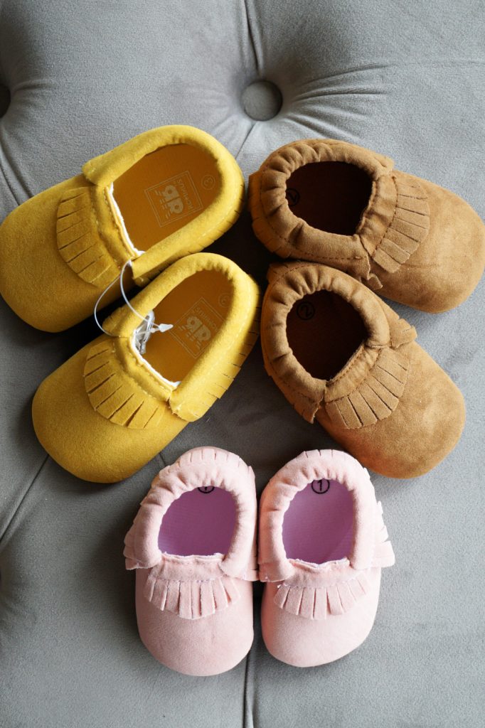 3 pairs of baby moccasins
