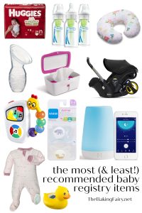 collection of baby items on white background